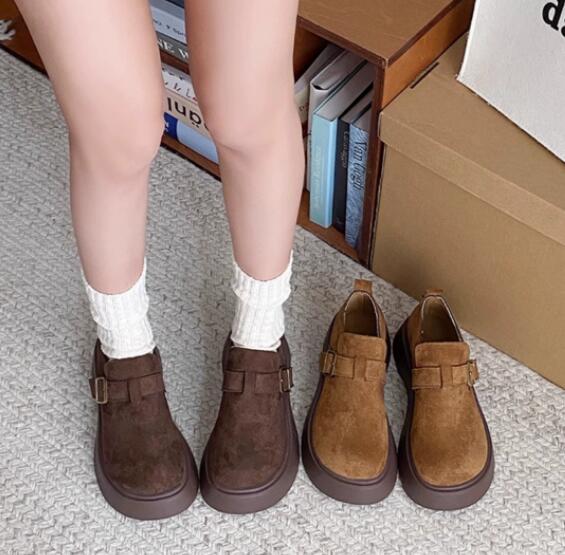 レディーススリッポン 厚底スリッポン レディース 丸トゥ ベルト付き 靴