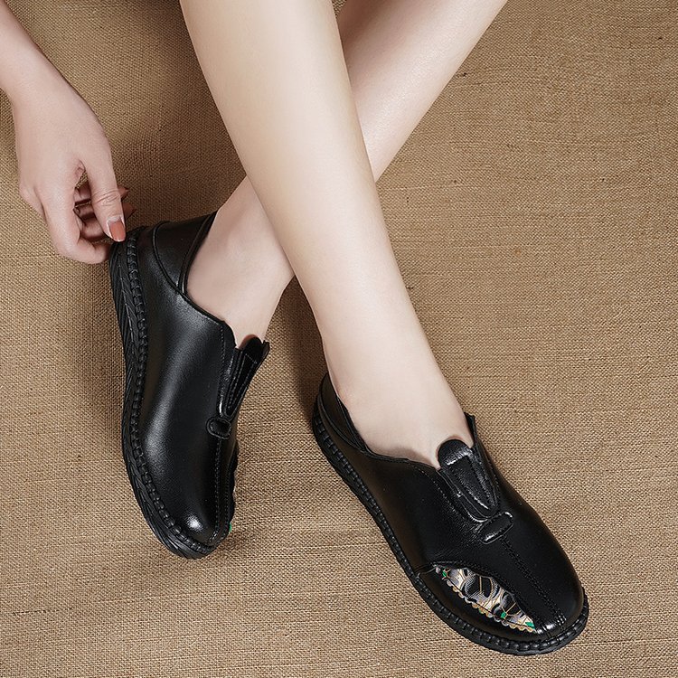 幅広対応レディーススリッポン着脱簡単合皮靴