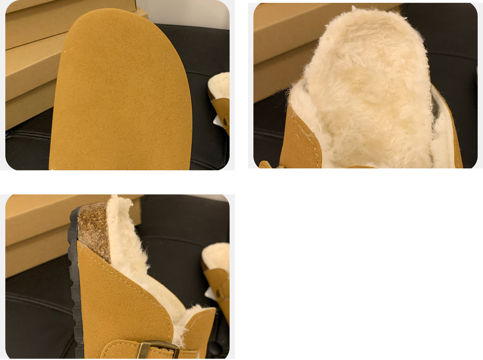 レディーススリッポン 幅広対応 ムートン調裏ボアミュール ぺたんこ