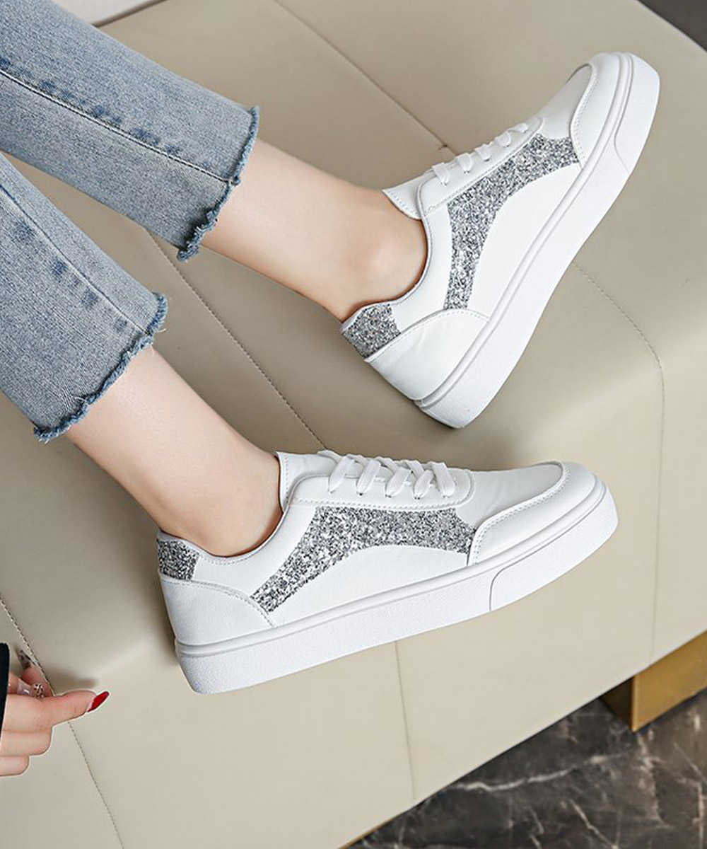 レディーススリッポン 厚底スパンコールスニーカー 美脚ローカット靴