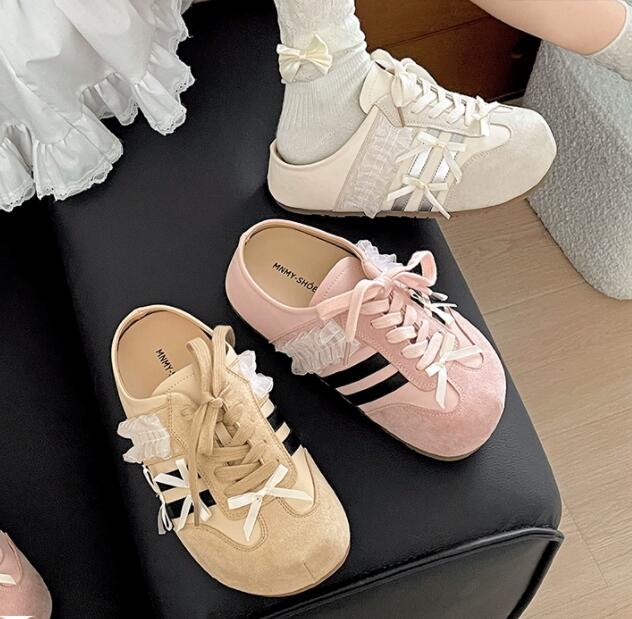 レディーススリッポン レディース厚底パンプス幅広つっかけ靴