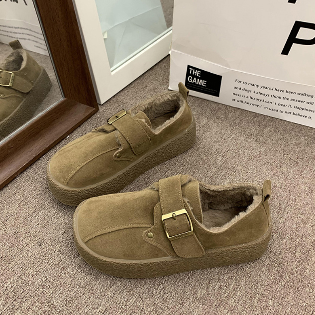 レディーススリッポン 幅広ムートン調裏ボア暖かスリッポン寒さ対策