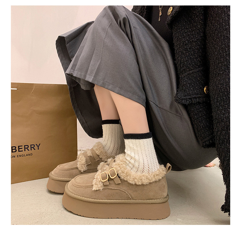 レディーススリッポン 裏起毛厚底もこもこ靴 防寒スリッポン