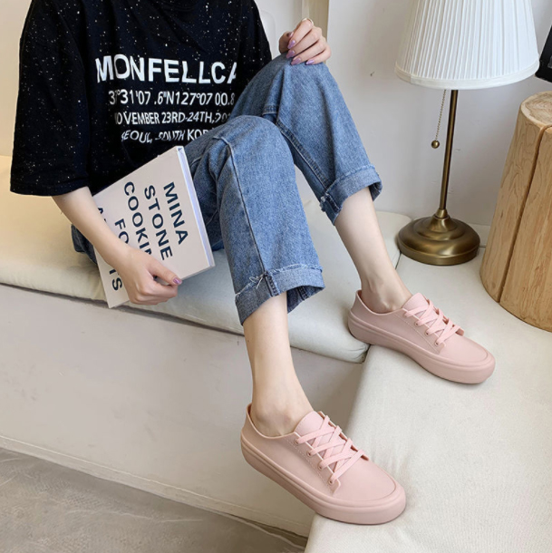 防水レディーススリッポン無地軽量靴シンプルデザイン