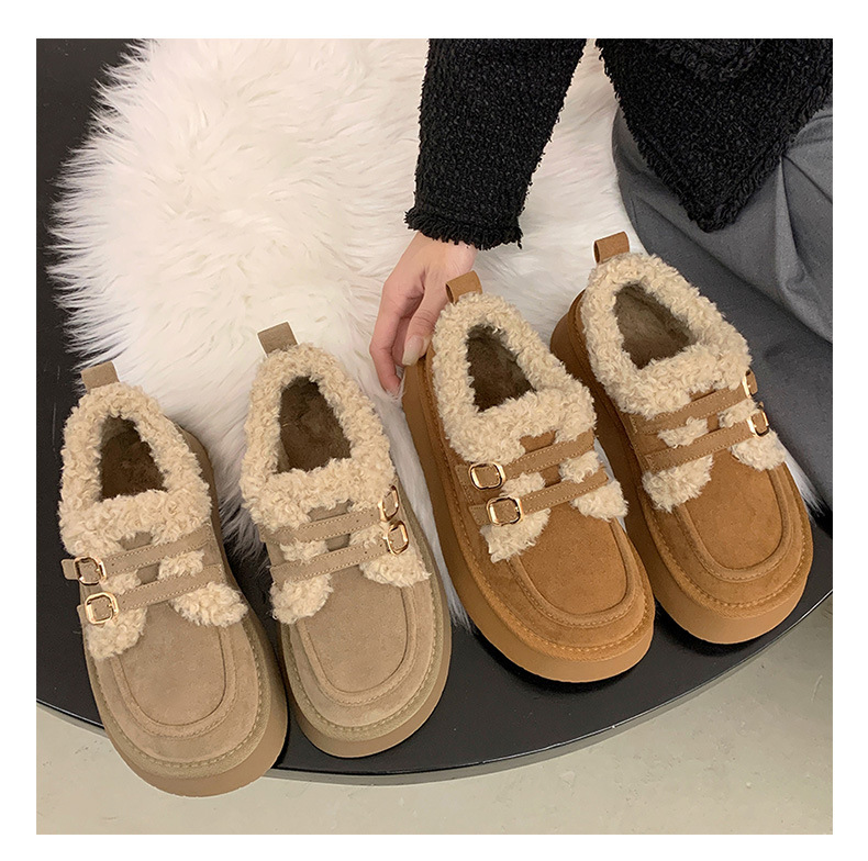 レディーススリッポン 裏起毛厚底もこもこ靴 防寒スリッポン