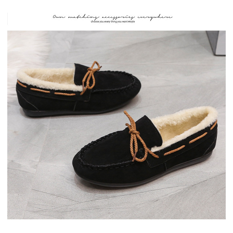レディーススリッポン 幅広ふわふわファーローファー もこもこ暖かスリッポン