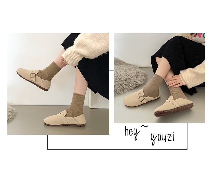 レディーススリッポン 幅広設計 レディース ぺたんこ ミュール かかとなし 履きやすい靴