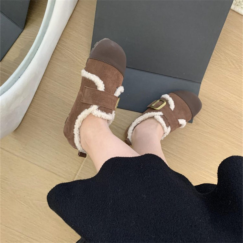 レディーススリッポン 裏起毛ふわふわ保温幅広スリッポン