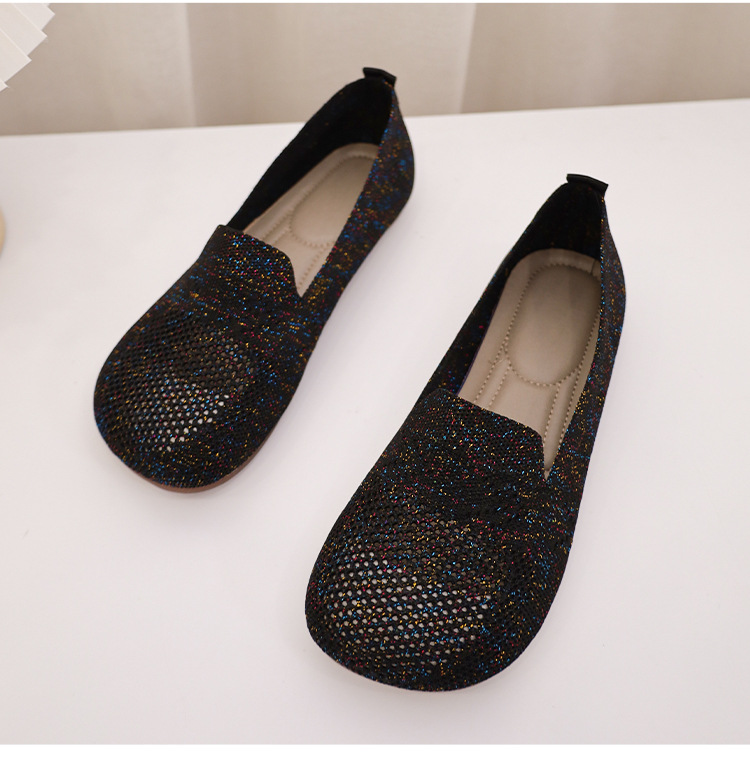 レディーススリッポン 幅広対応ソフトニット素材の楽ちんきれいめミュール靴