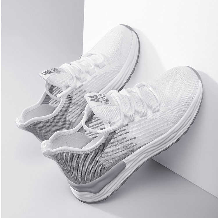 レディーススリッポン 厚底メッシュ運動靴 レディース結ばない紐 歩きやすい白緑