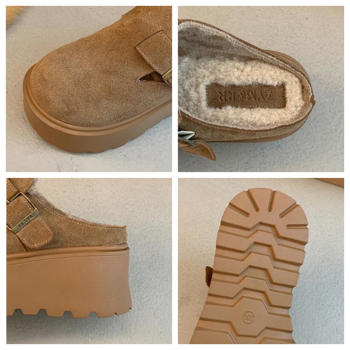 レディーススリッポン レディース厚底保温シューズ★3色展開