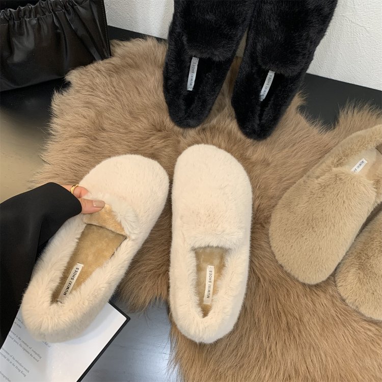 レディーススリッポン 幅広対応 ふわもこ起毛ボア 秋冬防寒スリッポン