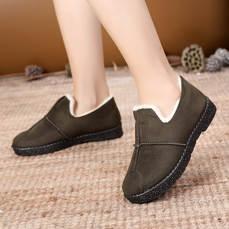 レディーススリッポン 暖か裏起毛付き幅広設計冬用レディーススリッポン