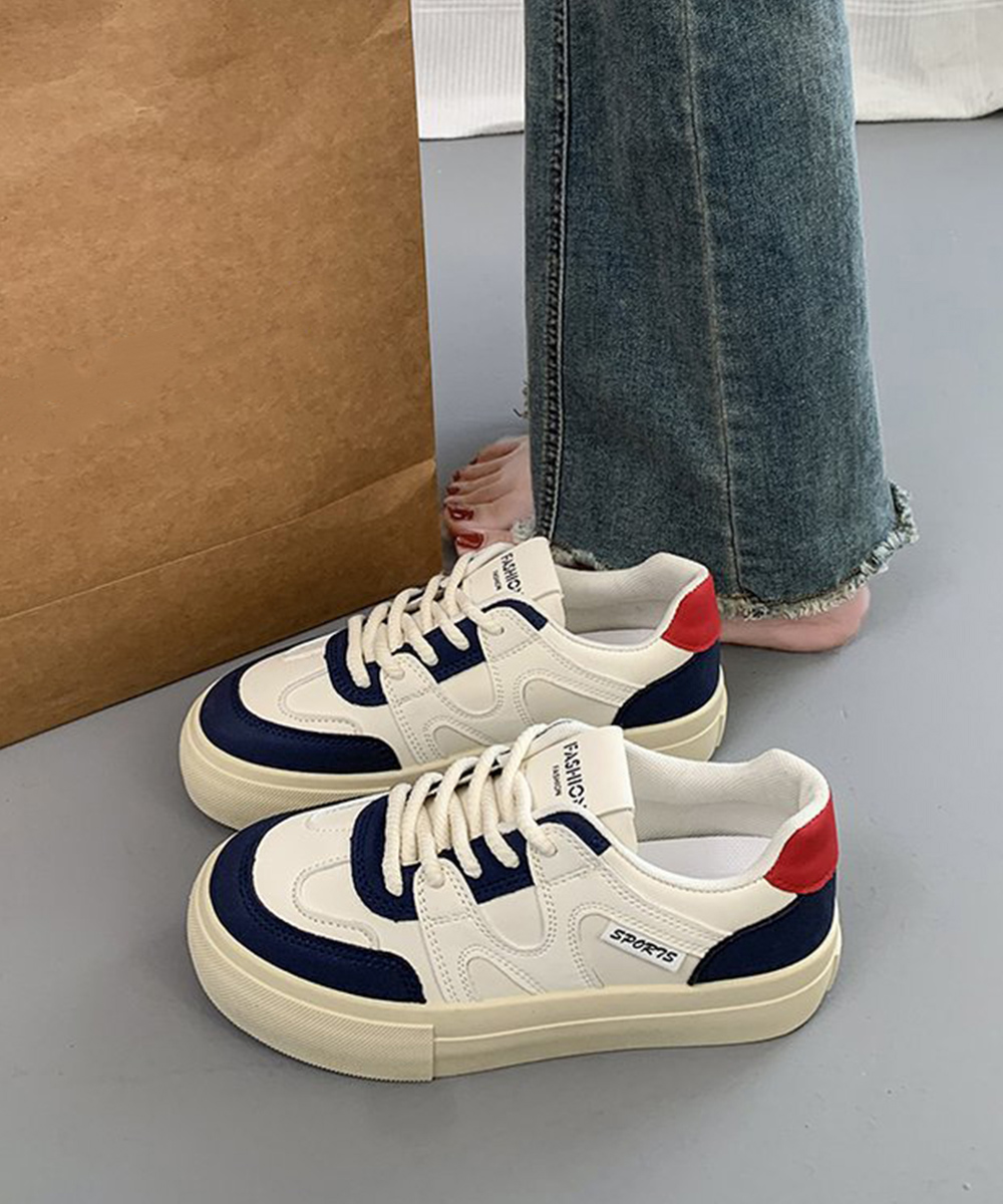 レディーススリッポン 厚底 紐付きローカット韓国風靴