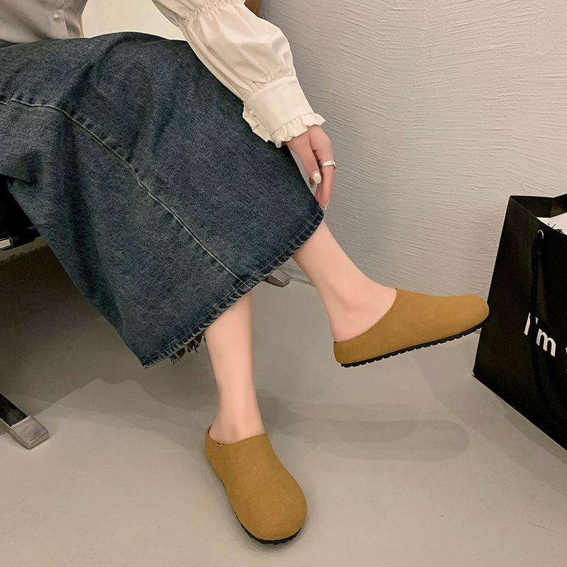 レディーススリッポン 幅広対応 秋冬新作 レディース ラウンドトゥ ぺたんこスリッポンサンダル