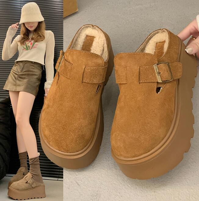 レディーススリッポン レディース厚底保温シューズ★3色展開