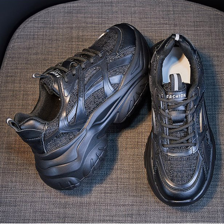 レディーススリッポン ツイード生地厚底紐靴レディース運動靴美脚効果