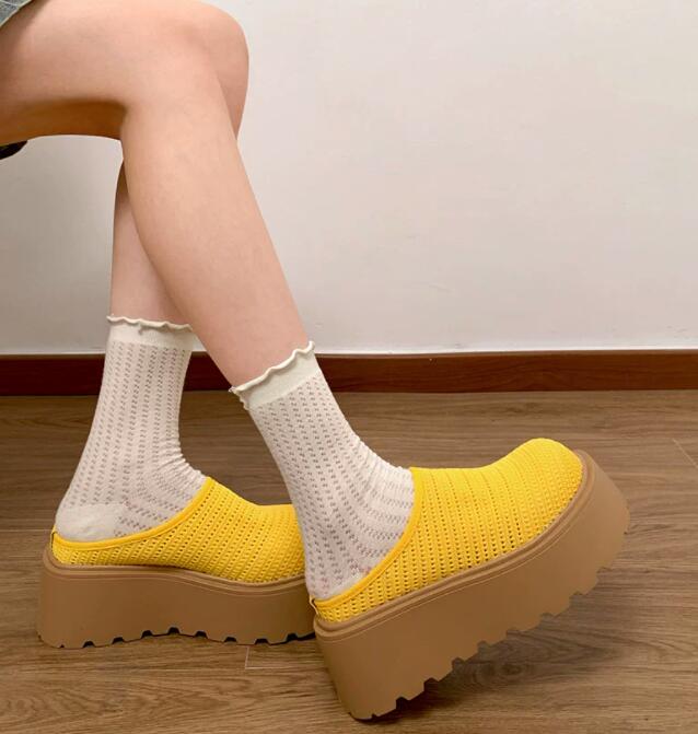 レディーススリッポン レディース厚底つっかけサンダル メッシュ編み軽量