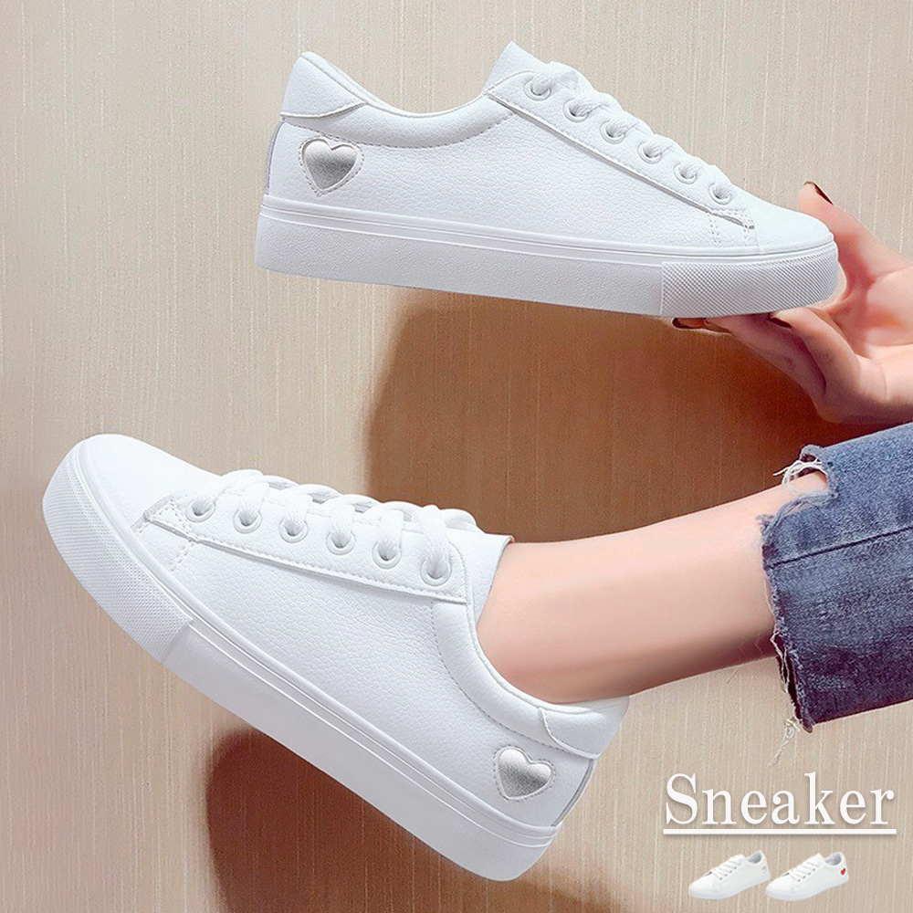 レディーススリッポン 厚底スニーカー レディース ハート柄 レースアップ 履きやすい