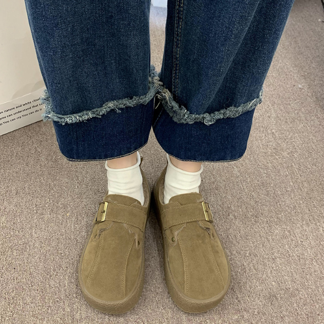 レディーススリッポン 幅広ムートン調裏ボア暖かスリッポン寒さ対策