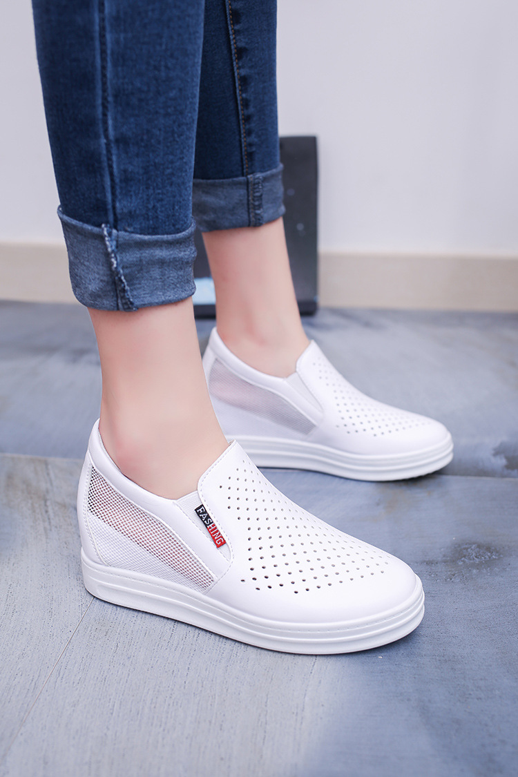 レディーススリッポン 春夏新作 厚底スニーカー 軽量通気性 美脚効果 レザー調