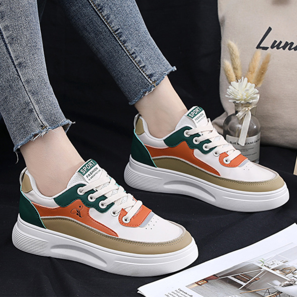 レディーススリッポン 厚底配色スニーカー レディース美脚ローカット靴