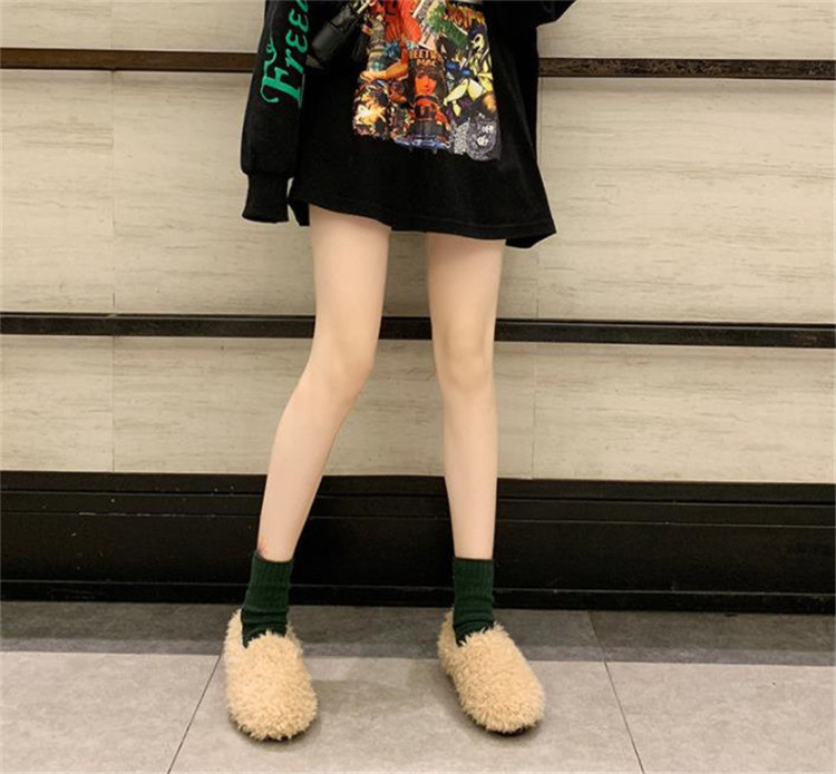 レディーススリッポン 新品 幅広 もこもこ ぬいぐるみ フラットシューズ レディース