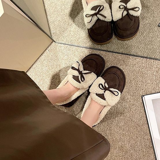 レディーススリッポン 幅広対応 ムートン調裏ボア ショートブーツ 暖かい冬靴