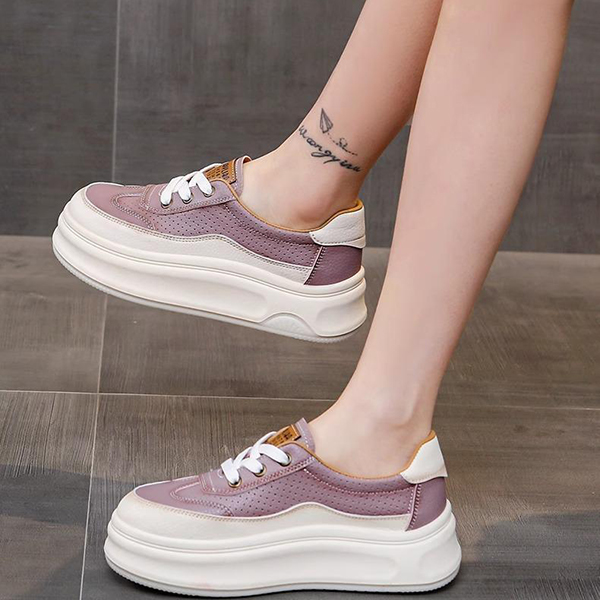 レディーススリッポン 厚底レザー調運動靴 通気性抜群 美脚効果 4センチ身長アップ