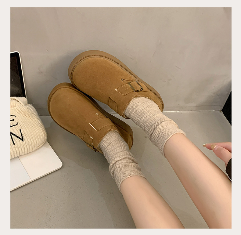 レディーススリッポン ベロア厚底スリッポン レディース韓国風