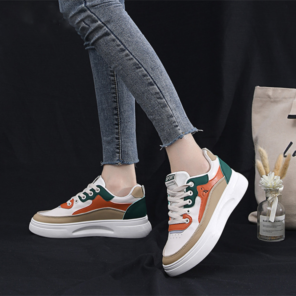 レディーススリッポン 厚底配色スニーカー レディース美脚ローカット靴