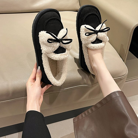 レディーススリッポン 幅広対応 ムートン調裏ボア ショートブーツ 暖かい冬靴