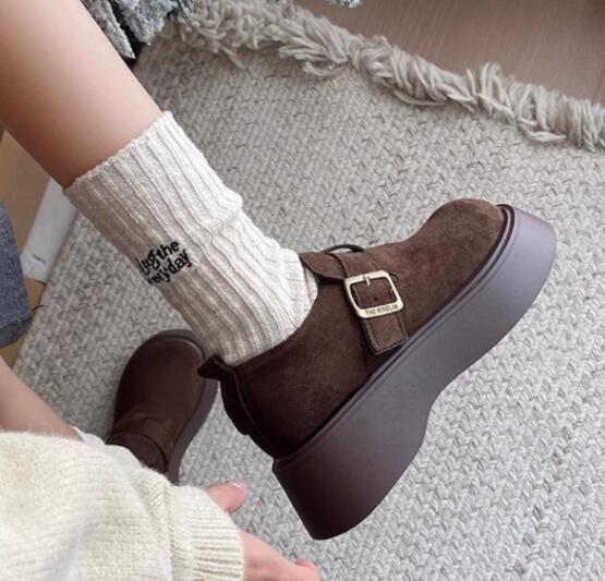 レディーススリッポン 厚底スリッポン レディース 丸トゥ ベルト付き 靴