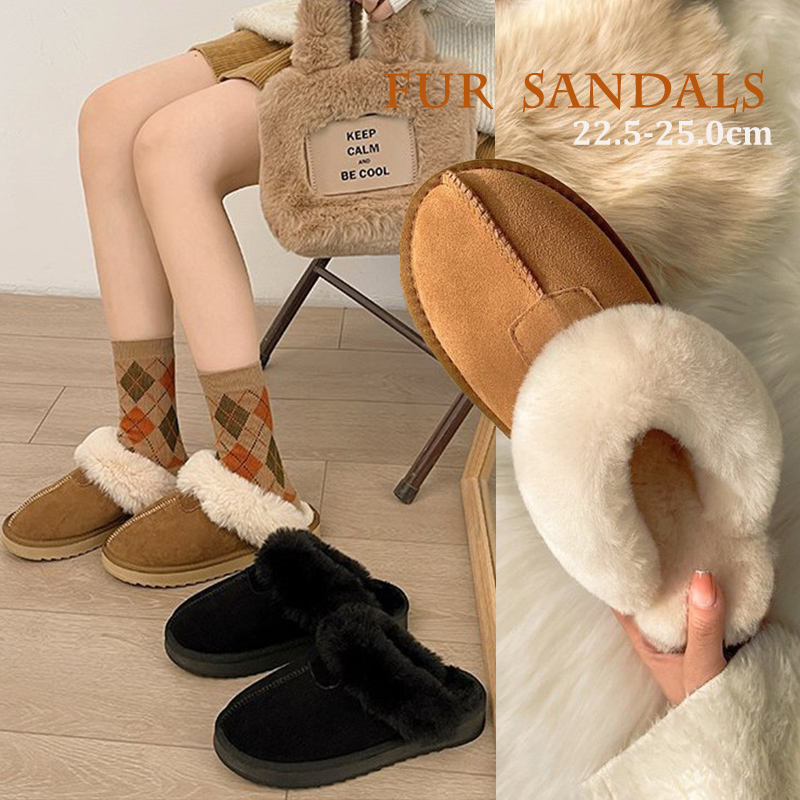 レディーススリッポン 厚底ファーサンダル レディース 裏起毛 秋冬 暖かい スリッパ