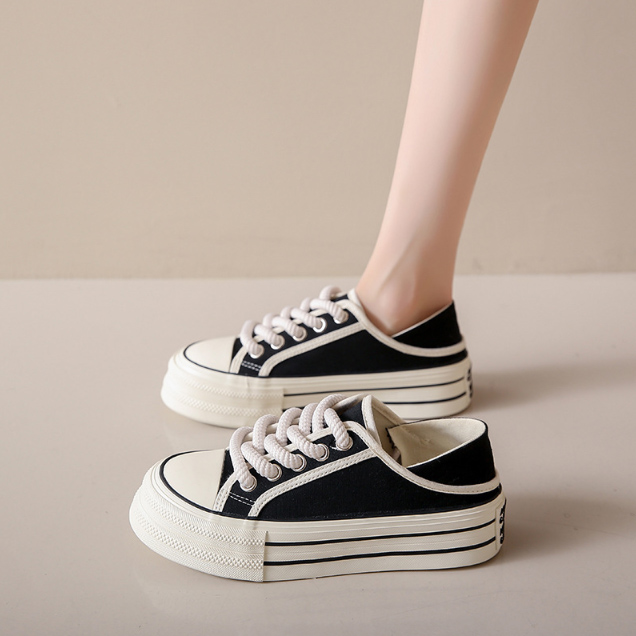 レディーススリッポン 厚底キャンバス地履きやすさ抜群レディース靴