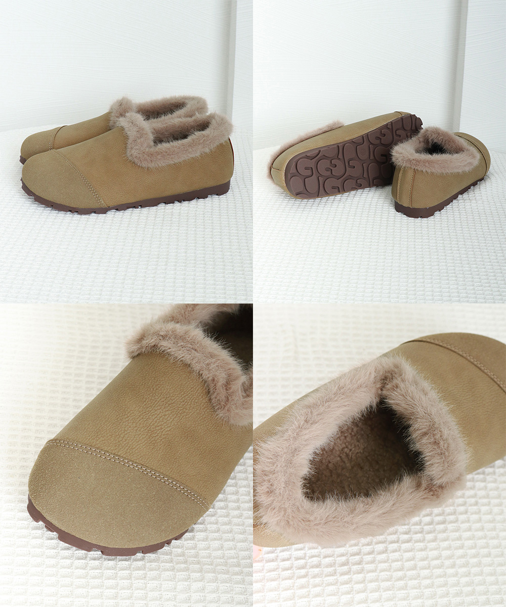 レディーススリッポン 幅広モカシン 女性用 裏起毛 暖かい冬用履物