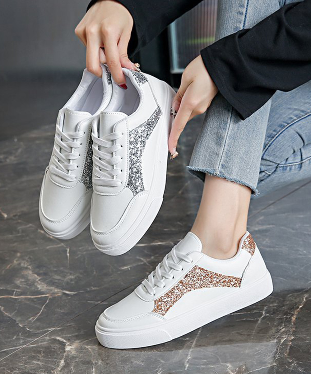 レディーススリッポン 厚底スパンコールスニーカー 美脚ローカット靴
