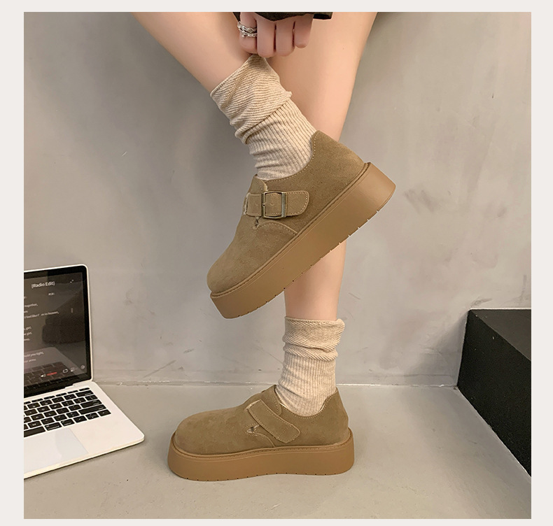 レディーススリッポン ベロア厚底スリッポン レディース韓国風