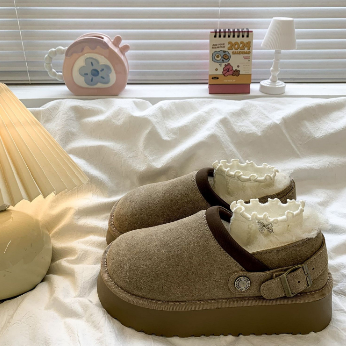 レディーススリッポン 厚底ムートン風ブーツ レディース裏ボア暖か靴