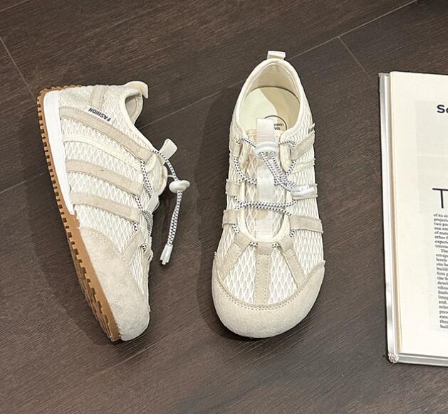 レディーススリッポン 厚底メッシュ運動靴 透湿韓国風レトロスニーカー