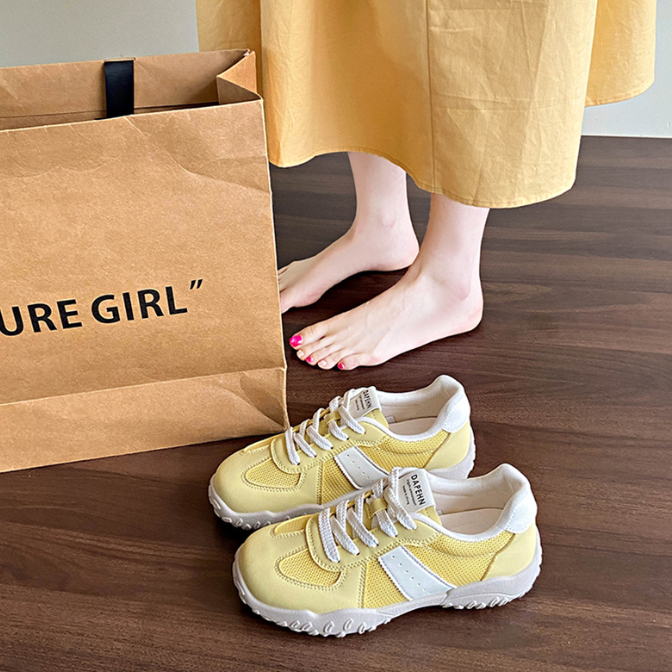 レディーススリッポン 女性用厚底運動靴 通気性抜群網目素材 美脚効果五センチ