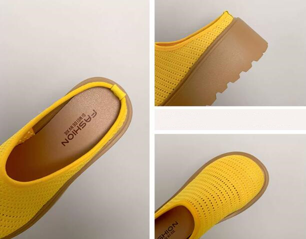 レディーススリッポン レディース厚底つっかけサンダル メッシュ編み軽量