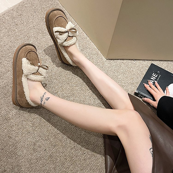 レディーススリッポン 幅広対応 ムートン調裏ボア ショートブーツ 暖かい冬靴