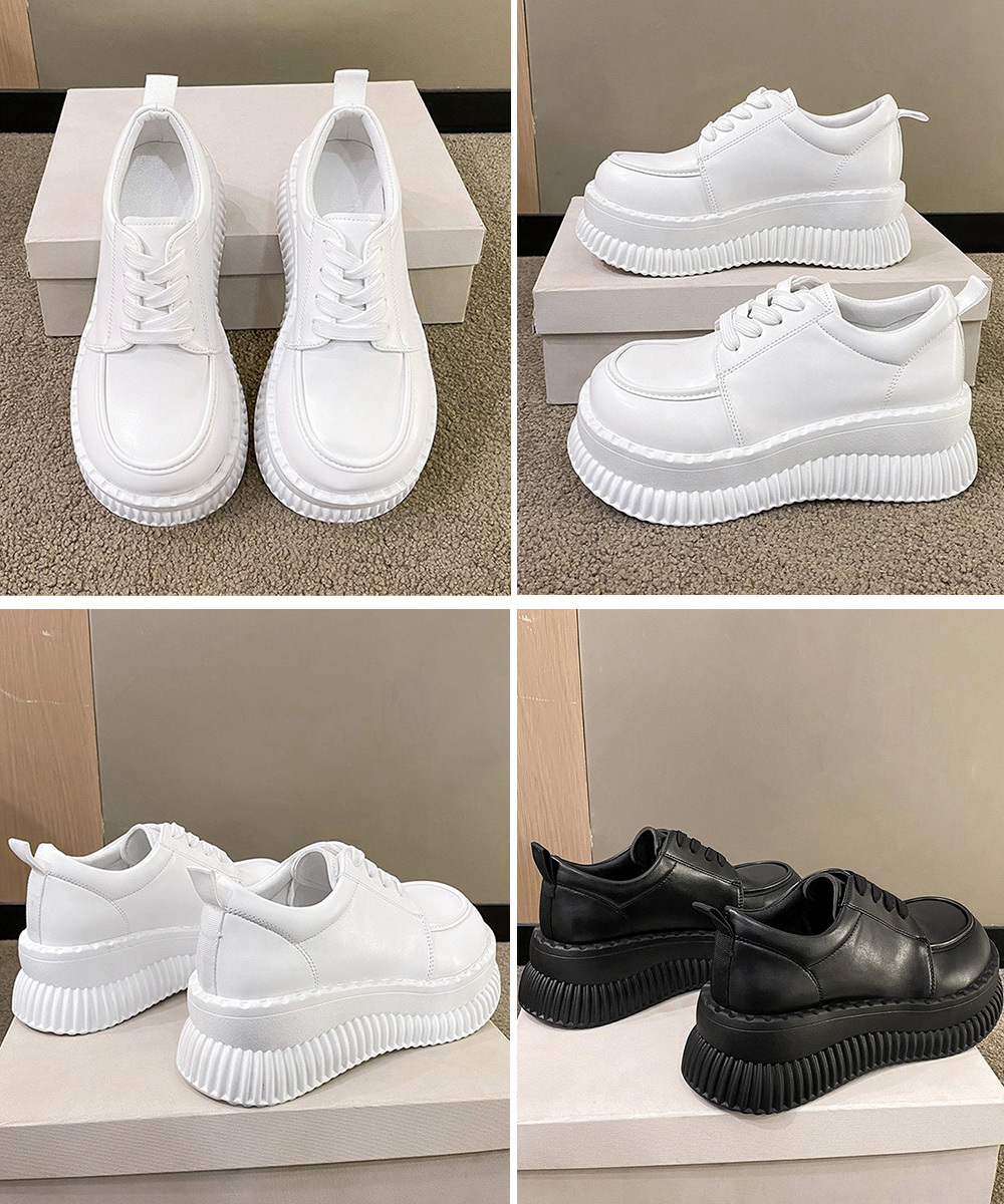 レディーススリッポン 厚底レースアップ韓国風ローファー靴