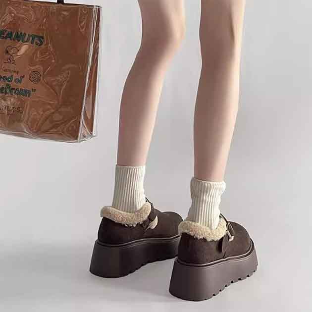 レディーススリッポン レディース ムートン調 厚底 ショートブーツ 裏ボア 暖かい 美脚