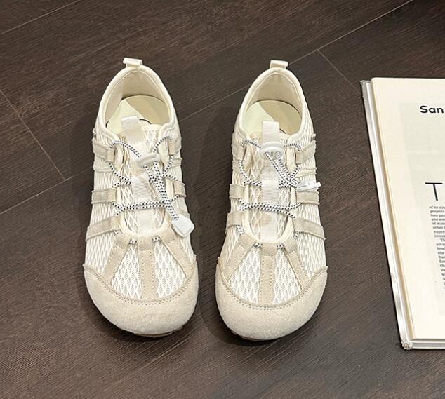 レディーススリッポン 厚底メッシュ運動靴 透湿韓国風レトロスニーカー