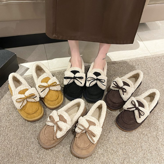 レディーススリッポン 幅広対応 ムートン調裏ボア ショートブーツ 暖かい冬靴