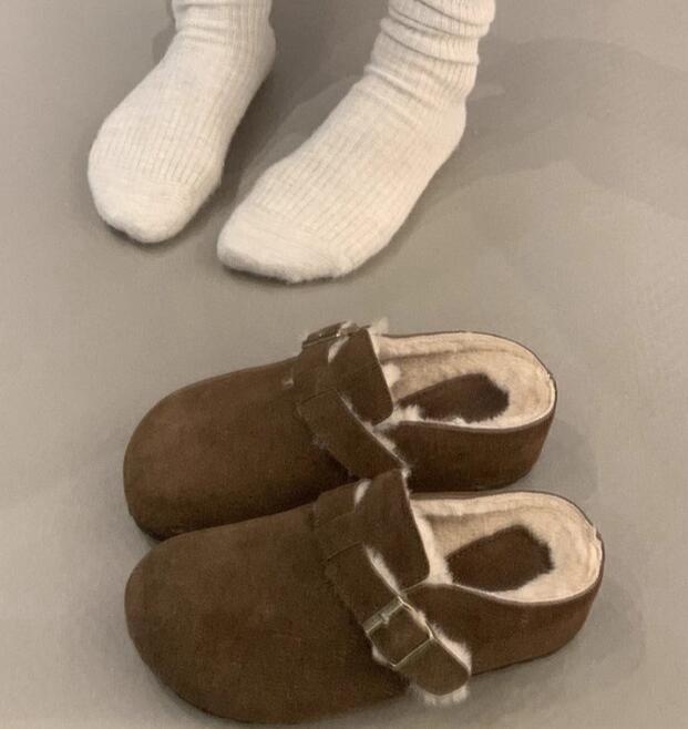 レディーススリッポン 幅広ボア裏起毛スリッポン レディース靴