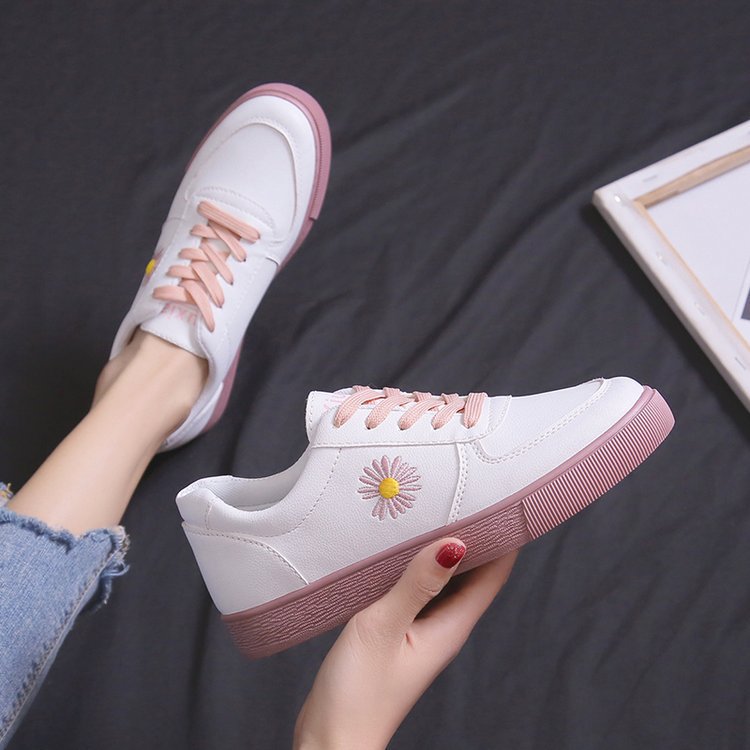 レディーススリッポン 花柄刺繍厚底運動靴 軽量美脚効果 着脱簡単