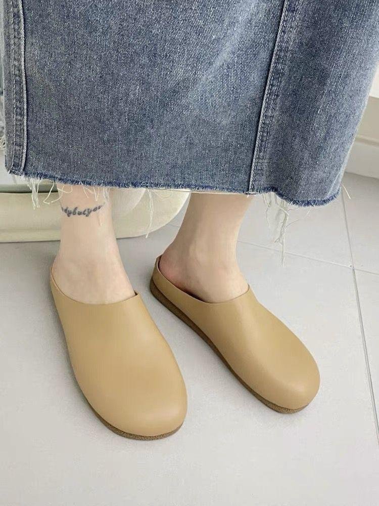 レディーススリッポン 幅広ぺたんこサンダル レディース かかとなし ソフト素材 ミュール